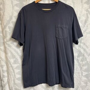 Gray Cotton Salt Wash Crew Neck Pocket Tee
